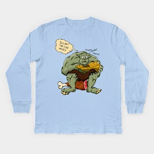 Troll Eating Wood Kids Long Sleeve T-Shirt